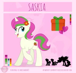 Size: 2622x2509 | Tagged: safe, artist:raspberrystudios, derpibooru import, oc, oc:saskia, unofficial characters only, pony, unicorn, commission, cutie mark, height difference, reference sheet