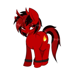 Size: 1200x1200 | Tagged: safe, artist:aer0 zer0, derpibooru import, oc, oc:forsaken, unofficial characters only, pony, unicorn, 2019 community collab, derpibooru community collaboration, cigarette, female, horn, horns, multiple horns, red and black oc, simple background, smoking, solo, transparent background, tricorn