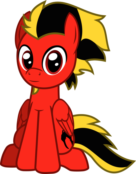 Size: 955x1222 | Tagged: safe, artist:lightningbolt, derpibooru import, oc, unofficial characters only, pegasus, pony, 2019 community collab, derpibooru community collaboration, .svg available, facial hair, folded wings, looking at you, male, red and black oc, simple background, sitting, smiling, solo, stallion, svg, transparent background, vector, wings