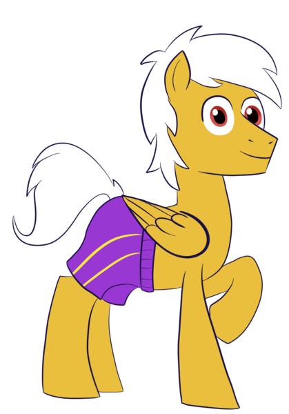 Size: 1176x1684 | Tagged: safe, artist:feralroku, derpibooru import, oc, oc:inesco, unofficial characters only, pegasus, pony, 2019 community collab, derpibooru community collaboration, folded wings, raised hoof, simple background, solo, swim trunks, transparent background, wings