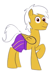 Size: 1176x1684 | Tagged: safe, artist:feralroku, derpibooru import, oc, oc:inesco, unofficial characters only, pegasus, pony, 2019 community collab, derpibooru community collaboration, folded wings, raised hoof, simple background, solo, swim trunks, transparent background, wings