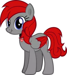 Size: 2676x3000 | Tagged: safe, artist:applec1234, deleted from derpibooru, derpibooru import, oc, oc:redbolt, pegasus, pony, 2019 community collab, derpibooru community collaboration, collar, looking at you, meta, red and black oc, scrunchy face, show accurate, simple background, solo, transparent background