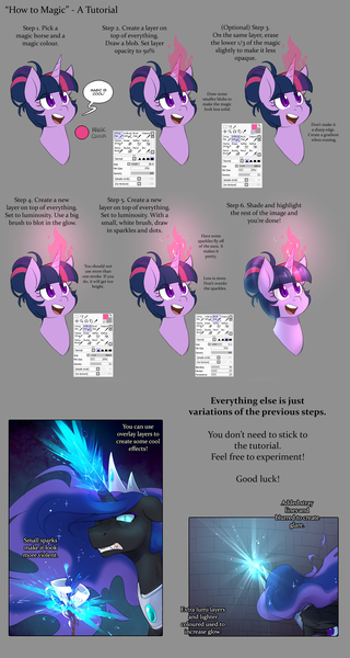 Size: 1280x2403 | Tagged: safe, artist:its-gloomy, derpibooru import, nightmare moon, twilight sparkle, alicorn, pony, unicorn, angry, guide, magic, smiling, tutorial