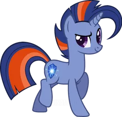 Size: 400x385 | Tagged: safe, artist:sinamuna, derpibooru import, oc, oc:starfall axiom, unofficial characters only, pony, unicorn, base used, blue fur, blue hair, male, nextgen:sinverse, offspring, orange hair, parent:sunburst, parent:twilight sparkle, parents:twiburst, purple eyes, simple background, solo, stallion, transparent background