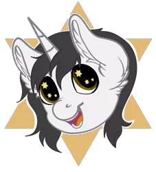 Size: 3370x3710 | Tagged: safe, artist:sparky, derpibooru import, oc, oc:shiron, unofficial characters only, alicorn, alicorn oc, commission, ear fluff, head, horn, simple background, solo, starry eyes, transparent background, wingding eyes, wings