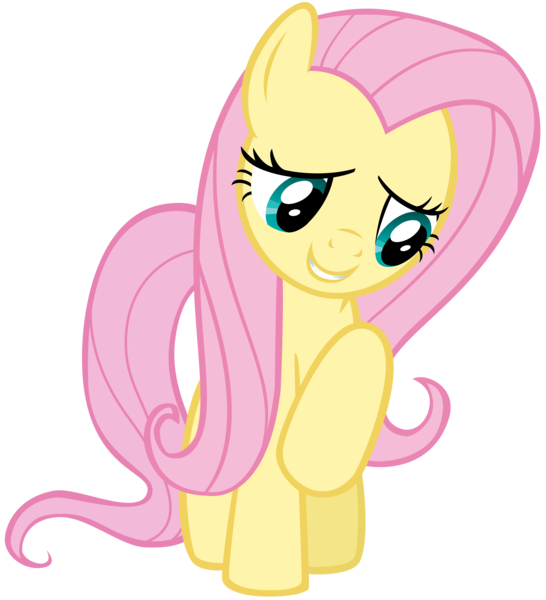 Size: 4428x4866 | Tagged: safe, artist:andoanimalia, derpibooru import, fluttershy, pegasus, pony, fame and misfortune, absurd resolution, cute, female, lidded eyes, looking away, looking down, mare, raised hoof, shyabetes, simple background, smiling, solo, transparent background, vector