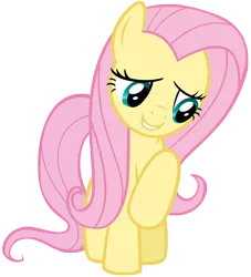 Size: 4428x4866 | Tagged: safe, artist:andoanimalia, derpibooru import, fluttershy, pegasus, pony, fame and misfortune, absurd resolution, cute, female, lidded eyes, looking away, looking down, mare, raised hoof, shyabetes, simple background, smiling, solo, transparent background, vector