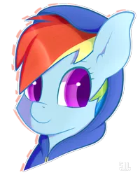 Size: 2000x2500 | Tagged: safe, artist:silshadnic, deleted from derpibooru, derpibooru import, rainbow dash, pony, bust, clothes, cute, hoodie, portrait, simple background, solo, transparent background