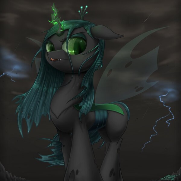 Size: 1280x1280 | Tagged: safe, artist:phoenixrk49, derpibooru import, queen chrysalis, changeling, changeling queen, crown, female, jewelry, regalia, solo