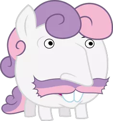 Size: 3000x3189 | Tagged: safe, artist:johnjoseco, artist:negatif22, derpibooru import, sweetie belle, crab pony, pony, ask gaming princess luna, cursed image, face, facial hair, fusion, head, meme, moustache, nigel thornberry, not salmon, simple background, smashing (meme), smiling, transparent background, vector, wat, what has science done, why