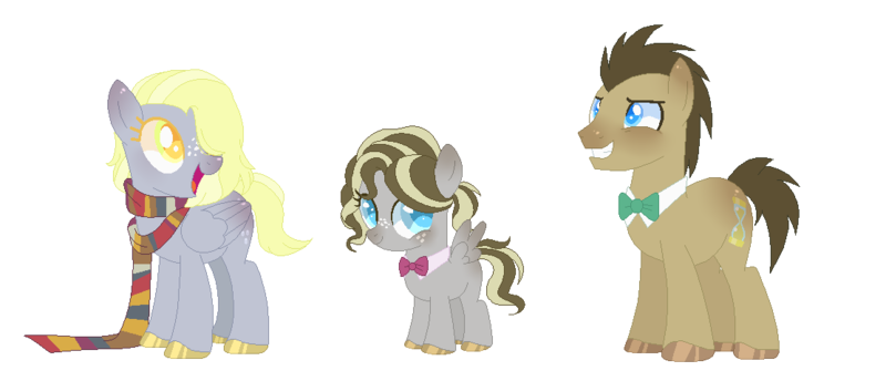 Size: 1113x479 | Tagged: artist:m-meliaa, derpibooru import, derpy hooves, doctorderpy, doctor whooves, family, female, male, offspring, parent:derpy hooves, parent:doctor whooves, parents:doctorderpy, safe, shipping, straight, time turner