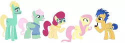 Size: 3024x1036 | Tagged: artist:ilovegreendeathsalot, derpibooru import, family, female, flash sentry, flutterflash, fluttershy, gentle breeze, male, marriage proposal, posey shy, safe, shipping, straight, zephyr breeze