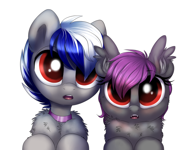 Size: 2381x1877 | Tagged: safe, artist:confetticakez, derpibooru import, oc, oc:andromeda aurora, oc:bassy, bat pony, pegasus, pony, bat pony oc, bat wings, begging, chest fluff, collar, cute, cute little fangs, ear fluff, fangs, ocbetes, open mouth, simple background, transparent background, wings