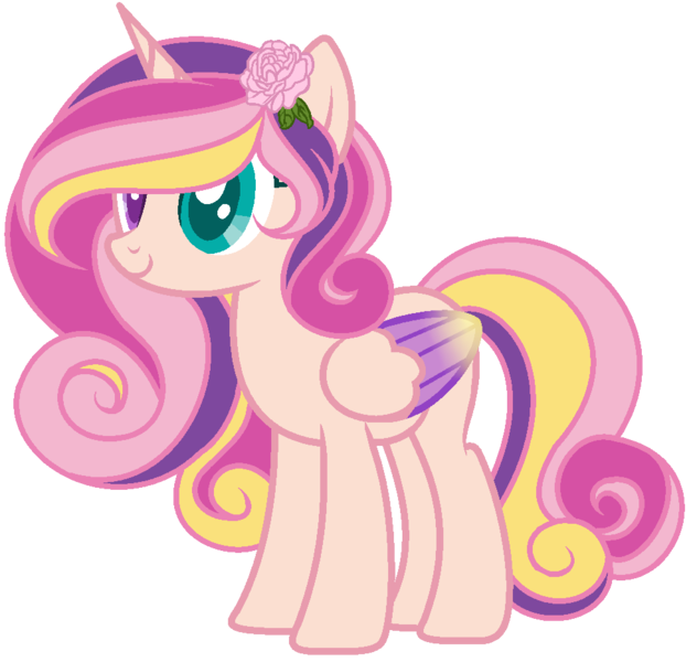 Size: 984x934 | Tagged: safe, artist:angelamusic13, derpibooru import, oc, unofficial characters only, alicorn, pony, alicorn oc, female, flower, flower in hair, heterochromia, horn, magical lesbian spawn, mare, offspring, parent:fluttershy, parent:princess cadance, parents:flutterdance, simple background, solo, transparent background, wings