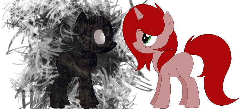 Size: 794x364 | Tagged: safe, artist:sinamuna, derpibooru import, oc, oc:haunted veil, unofficial characters only, ghost, ghost pony, pony, unicorn, base used, creepy, duo, red hair, simple background, spirit, transparent background