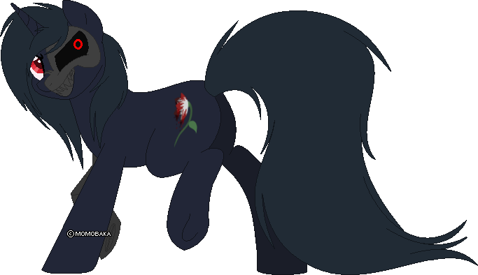 Size: 683x394 | Tagged: safe, artist:sinamuna, derpibooru import, oc, oc:poison ivy, unofficial characters only, pony, unicorn, amputee, base used, creepy, half mask, prosthetic eye, prosthetic limb, prosthetics, red eyes, robot eye, simple background, solo, transparent background