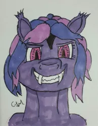 Size: 1047x1348 | Tagged: safe, artist:rapidsnap, derpibooru import, oc, oc:amethyst shade, unofficial characters only, bat pony, solo, traditional art