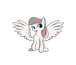 Size: 4034x3450 | Tagged: safe, artist:dumbwoofer, derpibooru import, blossomforth, pegasus, pony, adoraforth, cute, female, mare, solo, spread wings, wings