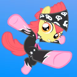 Size: 1000x1000 | Tagged: safe, artist:punchingshark, derpibooru import, apple bloom, pony, the show stoppers, blue background, clothes, show stopper outfits, simple background, solo, vector
