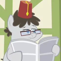 Size: 1000x1000 | Tagged: safe, artist:punchingshark, derpibooru import, truffle shuffle, pony, class, fez, glasses, hat, newspaper, reading, solo, vector