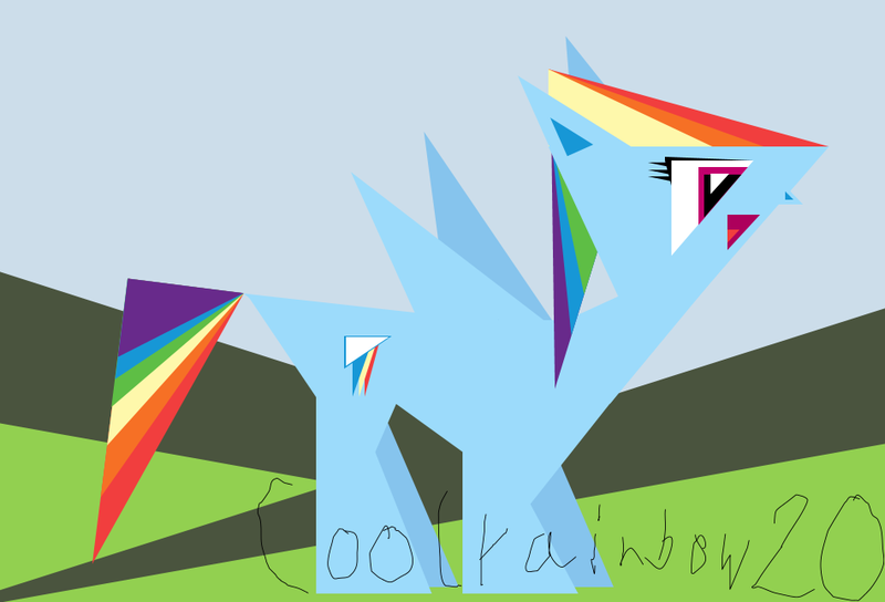 Size: 949x645 | Tagged: safe, artist:coolrainbow20, derpibooru import, rainbow dash, pegasus, pony, female, grass, mare, sky, solo