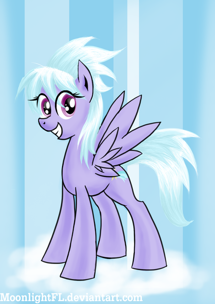 Size: 1491x2101 | Tagged: safe, artist:moonlightfl, derpibooru import, cloudchaser, pegasus, pony, eye clipping through hair, smiling, solo