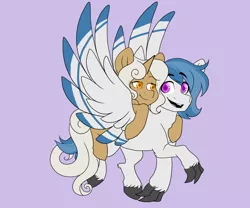 Size: 4320x3600 | Tagged: safe, artist:twisted-sketch, derpibooru import, oc, oc:delta dart, oc:rewind, hippogriff, pony, cute, delwind, flying, ponies riding hippogriffs, ponies riding ponies, riding, size difference, talons