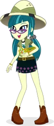 Size: 3493x8114 | Tagged: safe, artist:punzil504, derpibooru import, juniper montage, equestria girls, movie magic, spoiler:eqg specials, belt, boots, clothes, cute, female, glasses, hat, miniskirt, open mouth, pigtails, pith helmet, shoes, simple background, skirt, solo, transparent background