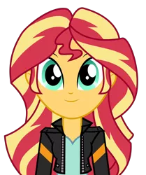 Size: 2738x3273 | Tagged: safe, artist:keronianniroro, derpibooru import, sunset shimmer, equestria girls, clothes, female, front view, jacket, leather jacket, looking at you, simple background, smiling, solo, transparent background, vector