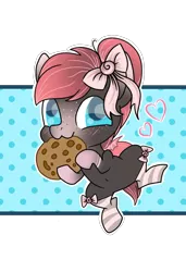 Size: 1024x1500 | Tagged: safe, artist:irennecalder, derpibooru import, oc, oc:dark raspberries, unofficial characters only, bat pony, pony, :3, bat pony oc, bat wings, blushing, bow, chibi, clothes, cookie, cute, female, food, freckles, hair bow, heart, mare, nom, ocbetes, simple background, socks, solo, stockings, striped socks, thigh highs, transparent background, weapons-grade cute, wings