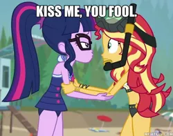 Size: 600x473 | Tagged: safe, derpibooru import, edit, edited screencap, screencap, sci-twi, sunset shimmer, twilight sparkle, equestria girls, equestria girls series, unsolved selfie mysteries, caption, female, image macro, lesbian, scitwishimmer, shipping, sleeveless, sunsetsparkle, text