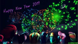 Size: 1287x725 | Tagged: safe, artist:jojobibou, derpibooru import, applejack, fluttershy, pinkie pie, rainbow dash, rarity, tempest shadow, twilight sparkle, pony, 3d, fireworks, mane six