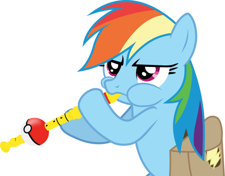 Size: 5444x4259 | Tagged: safe, artist:frownfactory, derpibooru import, rainbow dash, pegasus, pony, somepony to watch over me, .svg available, absurd resolution, angry, bag, blowing, blowing flute, doot, female, flute, mare, musical instrument, pokeflute, puffy cheeks, saddle bag, simple background, solo, svg, transparent background, vector