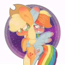 Size: 768x768 | Tagged: safe, artist:twilydashie, derpibooru import, applejack, rainbow dash, appledash, female, lesbian, shipping