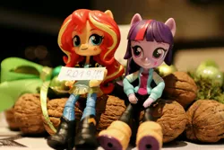 Size: 6000x4000 | Tagged: safe, artist:artofmagicpoland, derpibooru import, sunset shimmer, twilight sparkle, equestria girls, 2019, doll, equestria girls minis, female, lesbian, living room, shipping, sunsetsparkle, toy