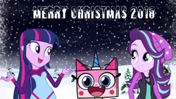 Size: 1900x1069 | Tagged: safe, artist:cartoonmaster, derpibooru import, starlight glimmer, twilight sparkle, equestria girls, spoiler:eqg specials, crossover, lego, tara strong, the lego movie, unikitty, unikitty! (tv series), voice actor joke