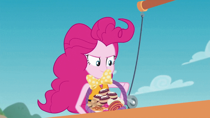 Size: 800x450 | Tagged: safe, derpibooru import, screencap, pinkie pie, rarity, sci-twi, twilight sparkle, equestria girls, equestria girls series, the salty sails, animated, basket, cartoon logic, cartoon physics, clothes, explosives, food, geode of shielding, geode of sugar bombs, geode of telekinesis, gif, hat, lifejacket, magical geodes, rock horse, sailing, sun hat, swimsuit, wave, wet, wet hair