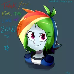 Size: 1600x1600 | Tagged: safe, artist:manic-the-lad, derpibooru import, rainbow dash, equestria girls, alternate hairstyle, bust, happy new year 2019, thank you