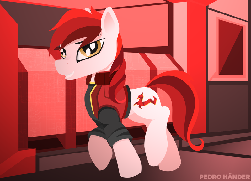 Size: 1500x1083 | Tagged: safe, artist:pedrohander, derpibooru import, oc, oc:ryujin orikami, pony, clothes, solo