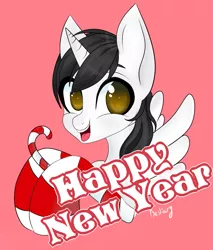 Size: 1207x1418 | Tagged: alicorn, alicorn oc, artist:bestiary, candy, candy cane, clothes, derpibooru import, food, happy new year, holiday, horn, oc, oc:shiron, safe, socks, wings