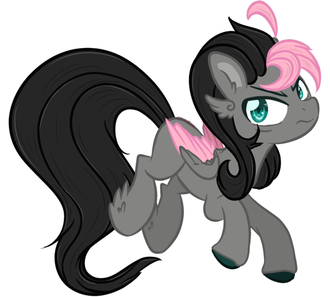 Size: 1071x964 | Tagged: safe, artist:sinamuna, derpibooru import, oc, oc:humble shade, unofficial characters only, pegasus, pony, ahoge, angry, bags under eyes, base used, black hair, colored hooves, colored wings, colored wingtips, feathered ears, feathered hooves, folded wings, gray fur, green eyes, grumpy, male, next generation, nextgen:sinverse, offspring, parent:fluttershy, parent:king sombra, parents:sombrashy, pink hair, redesign, simple background, solo, stallion, tired eyes, transparent background, updated design, wings