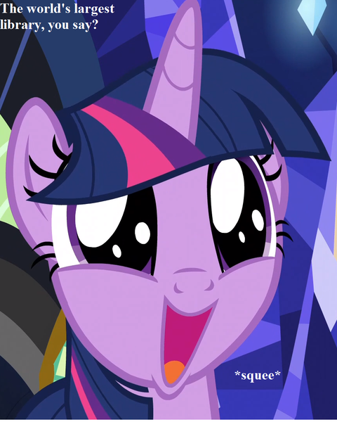 Size: 864x1080 | Tagged: alicorn, book, cropped, cute, derpibooru import, dialogue, edit, edited screencap, excited, safe, screencap, shadow play, solo, squee, that pony sure does love books, twiabetes, twilight fuel, twilight sparkle, twilight sparkle (alicorn)