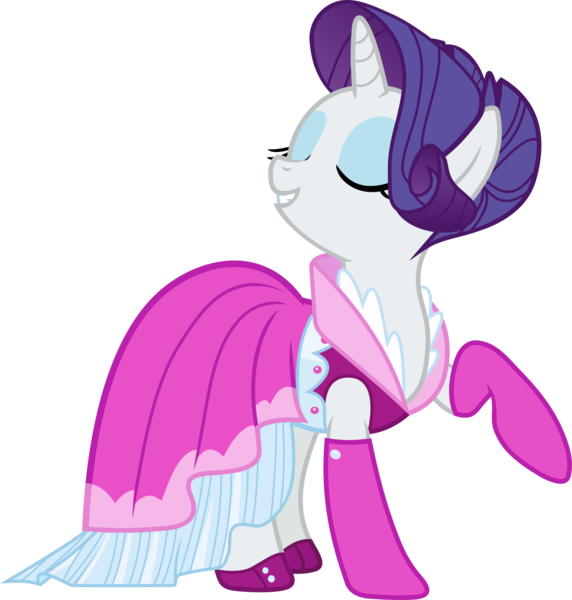 Size: 1829x1919 | Tagged: safe, artist:frownfactory, derpibooru import, rarity, pony, unicorn, too many pinkie pies, .svg available, clothes, dress, eyes closed, female, mare, raised hoof, simple background, solo, svg, transparent background, vector