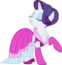 Size: 1829x1919 | Tagged: safe, artist:frownfactory, derpibooru import, rarity, pony, unicorn, too many pinkie pies, .svg available, clothes, dress, eyes closed, female, mare, raised hoof, simple background, solo, svg, transparent background, vector