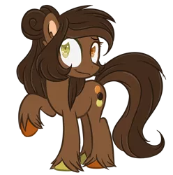 Size: 600x605 | Tagged: safe, artist:sinamuna, derpibooru import, oc, oc:reese dream, unofficial characters only, pony, au:equuis, base used, brown fur, brown hair, colored hooves, cutie mark, female, heterochromia, mare, orange eyes, redesign, smiling, solo, unshorn fetlocks, updated design, yellow eyes