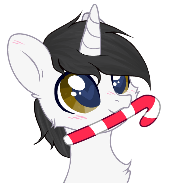 Size: 1162x1200 | Tagged: source needed, useless source url, safe, artist:limondash, derpibooru import, oc, oc:shiron, alicorn, pony, unicorn, :3, alicorn oc, blushing, candy, candy cane, cheek fluff, chest fluff, colored pupils, commission, cute, ear fluff, fluffy, food, heart eyes, horn, male, mouth hold, nom, ocbetes, smiling, solo, stallion, wingding eyes, wings, ych result