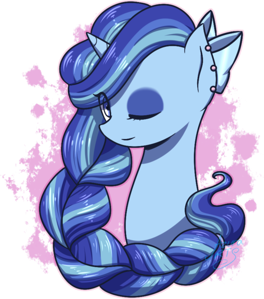 Size: 779x882 | Tagged: safe, artist:azura-arts, derpibooru import, oc, oc:azura brush, pony, bow, braid, bust, cute, eye clipping through hair, hair bow, ocbetes, one eye closed, portrait, wink