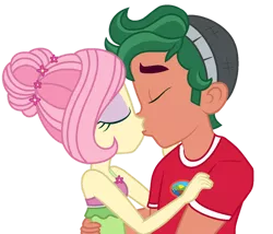Size: 1024x875 | Tagged: safe, artist:jshepard19, derpibooru import, fluttershy, timber spruce, equestria girls, female, kissing, male, shipping, sleeveless, straight, timbershy