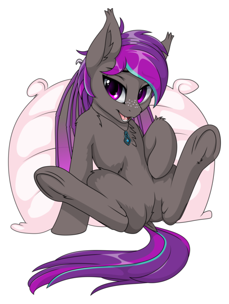 Size: 2000x2653 | Tagged: safe, artist:up1ter, derpibooru import, oc, oc:platinum wing, bat pony, pony, female, mare, pillow, solo, spread legs, spreading