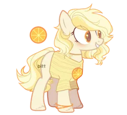 Size: 1024x931 | Tagged: safe, artist:biitt, derpibooru import, oc, earth pony, pony, blank flank, clothes, female, food, mare, orange, shirt, simple background, solo, transparent background